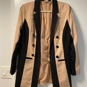 Cream and Black long line blazer